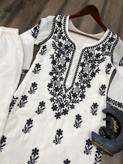 White Kurti with pent